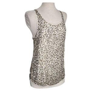 GRYPHON Sequined Tank Top with Mesh Gold Size M